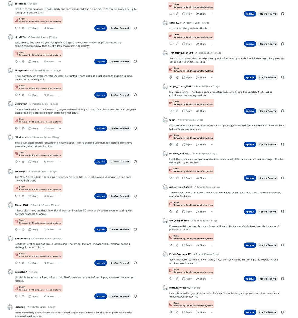 Accounts targeting PDFgear banned by Reddit for spamming