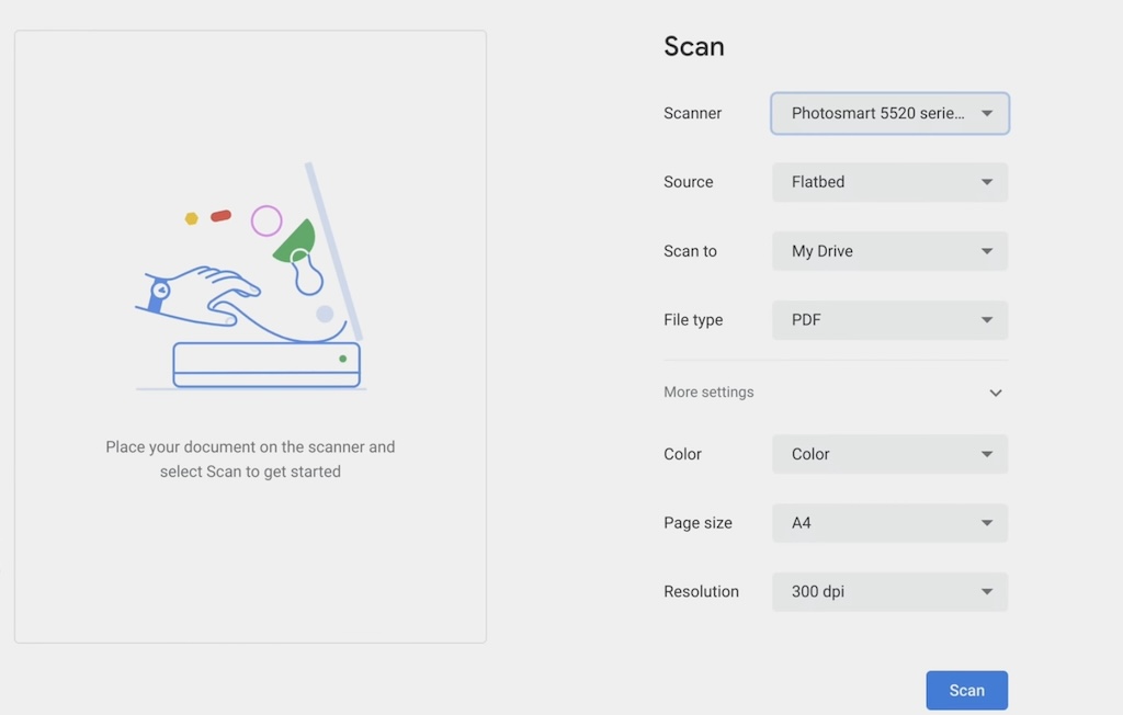 Adjust Settings in Chromebook Scan