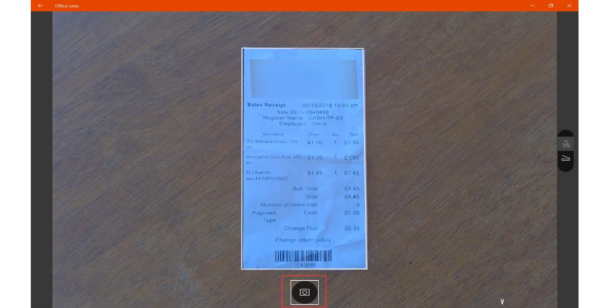 Capture the scanned image