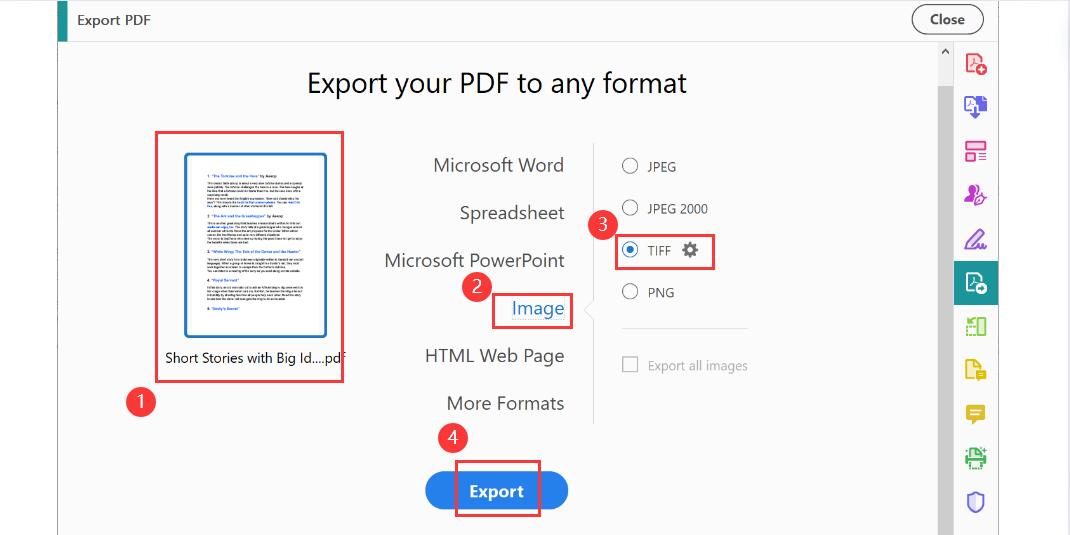 Export PDF to TIFF