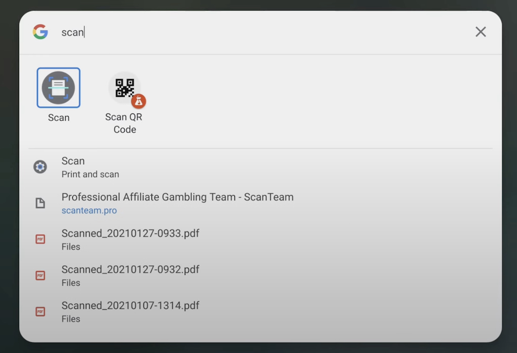 Find Scan Feature in Chromebook