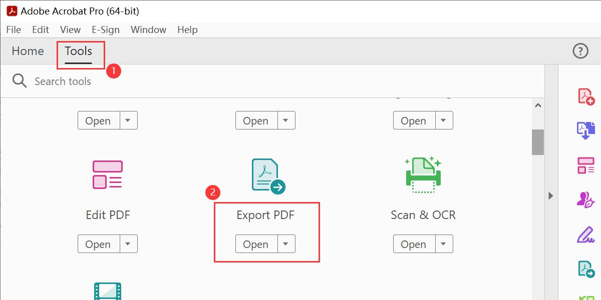 Open Acrobat Export Tool