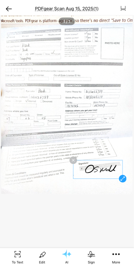 Sign the Scan