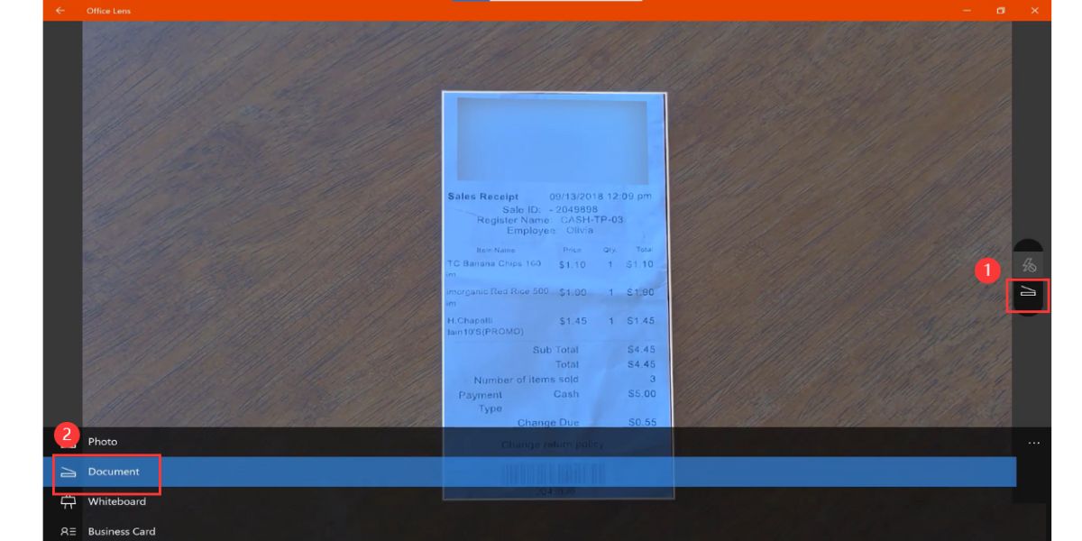 Scan a document in Office Lens