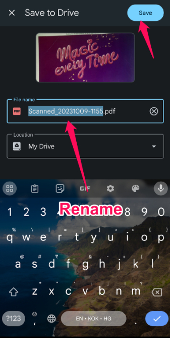 Scan and Save PDF in Google Drive