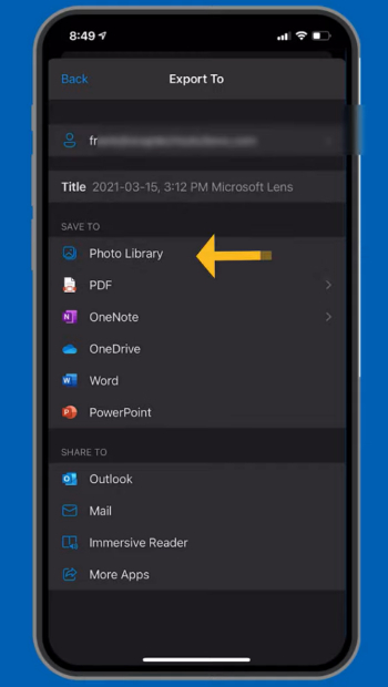 Save Document in Microsoft Lens