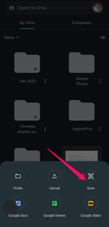 Scan to PDF in Google Drive