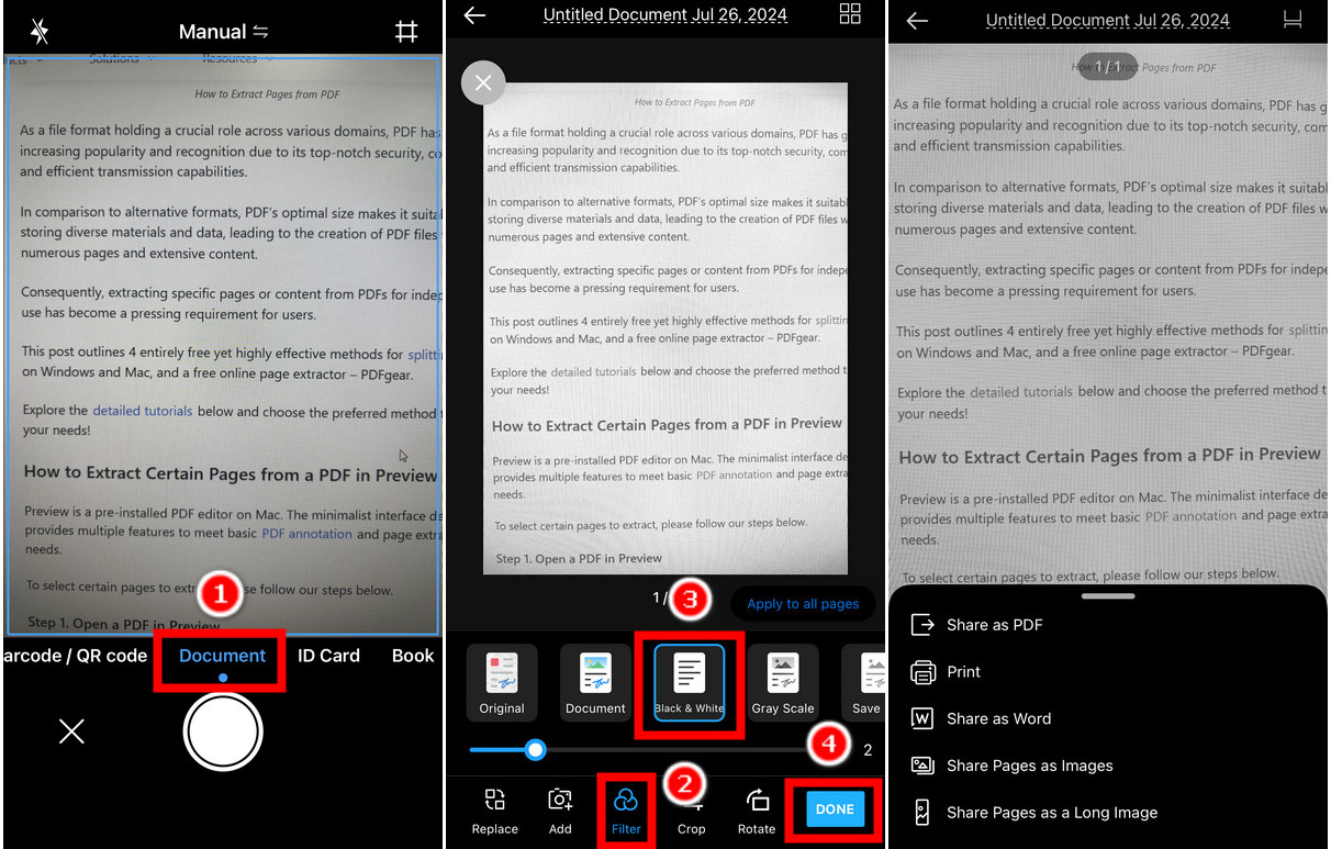Scan in Black and White in PDFgear Scan