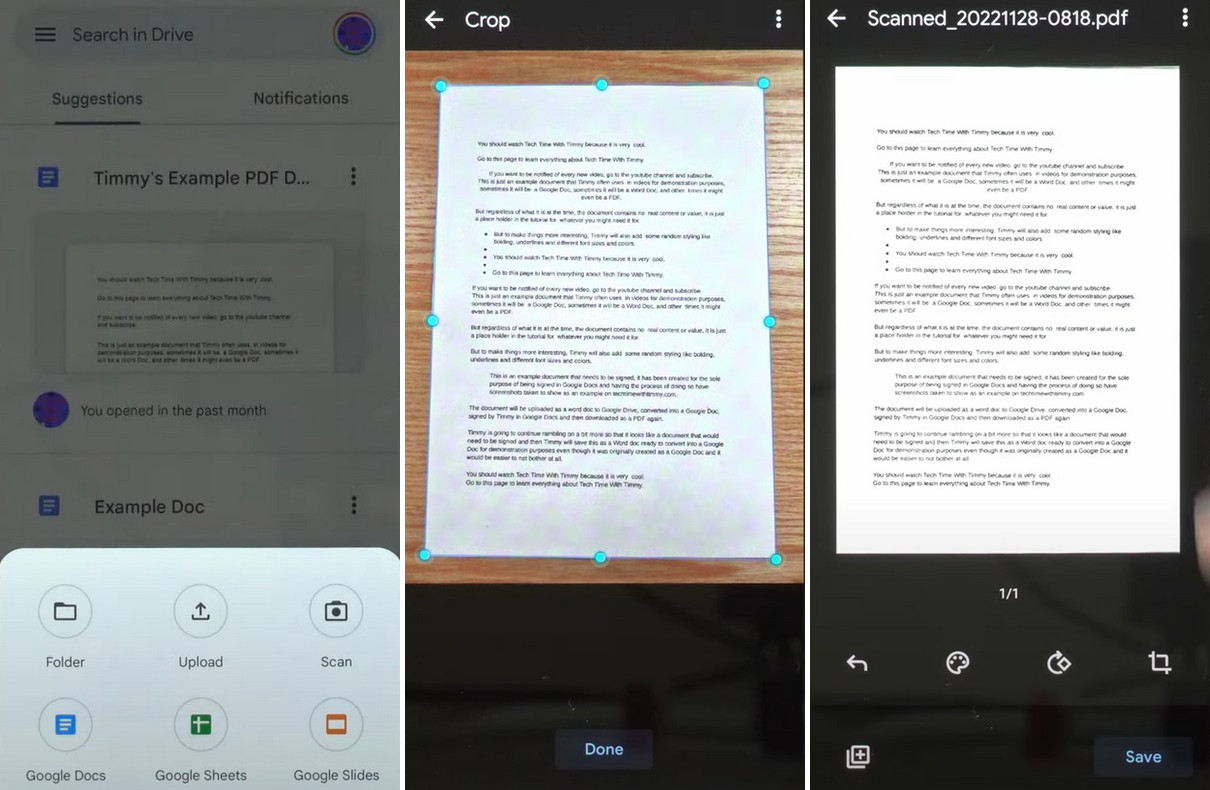 Scan Long Document with Google Drive