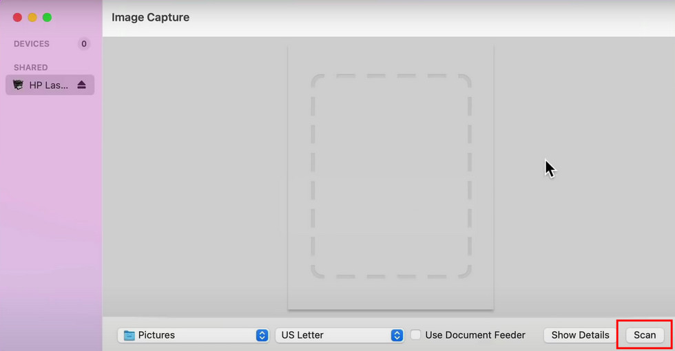 Start Scan with Image Capture