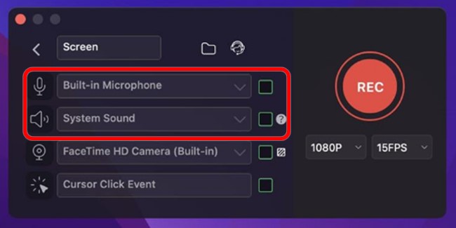 Change Recording Options