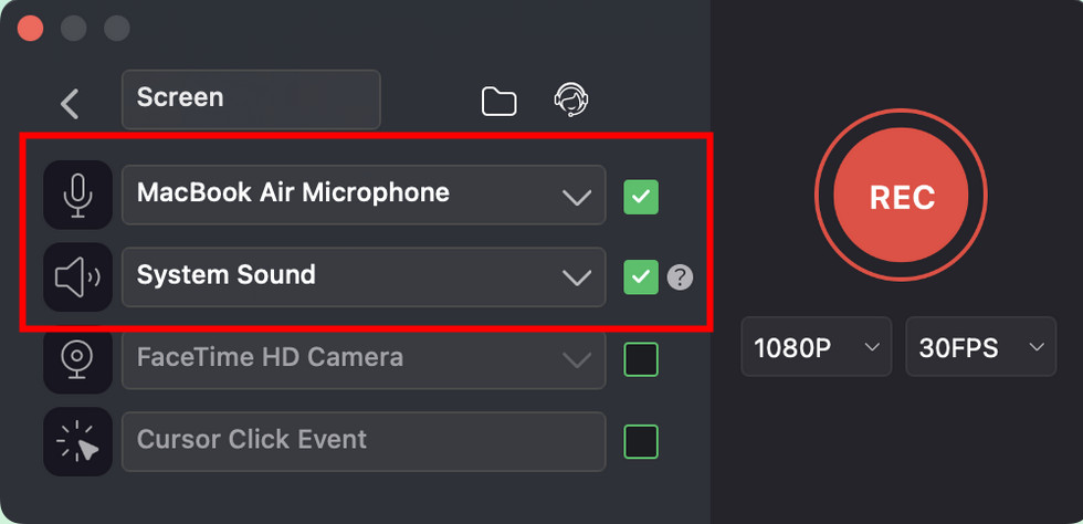 Check Microphone and Speaker Boxes in Record Go