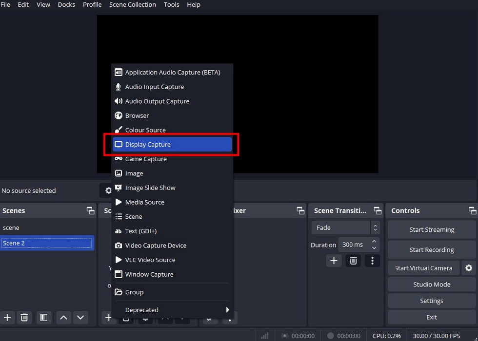 Choose Display Capture