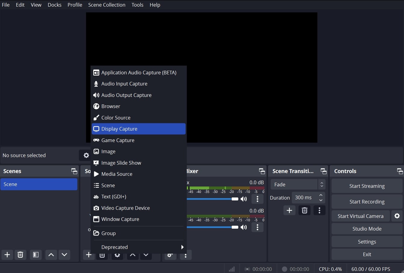 Choose Display Captures