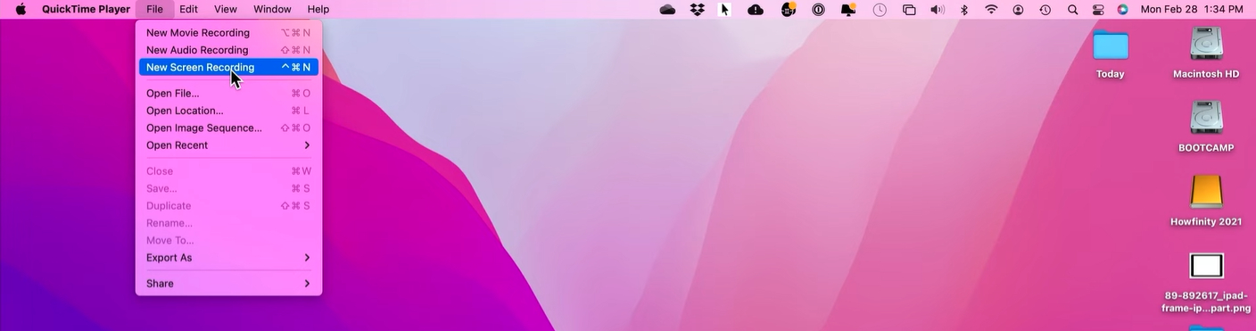 Click New Screen Recording