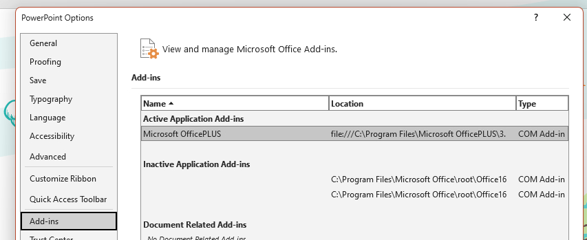 Disable PowerPoint Add-ins