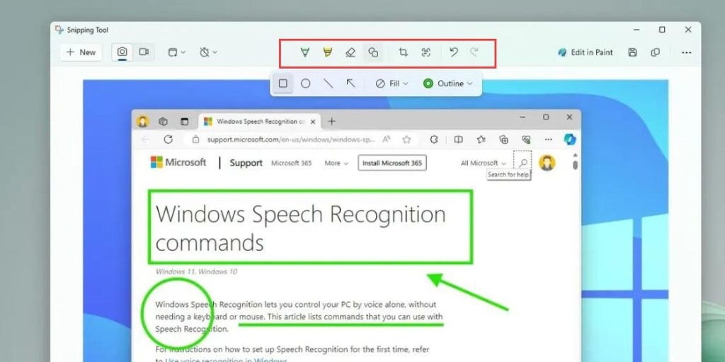 Edit Screenshot with Snipping Tool