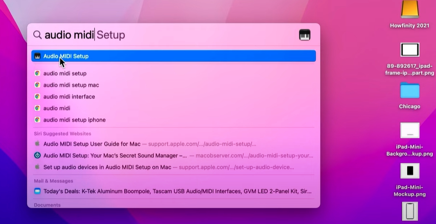 Go to Audio Midi Setup