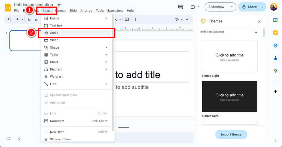 Insert an Audio File to Google Slides