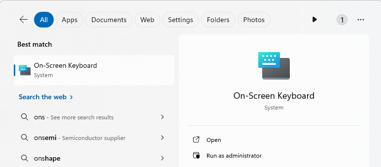 Open On Screen Keyboard