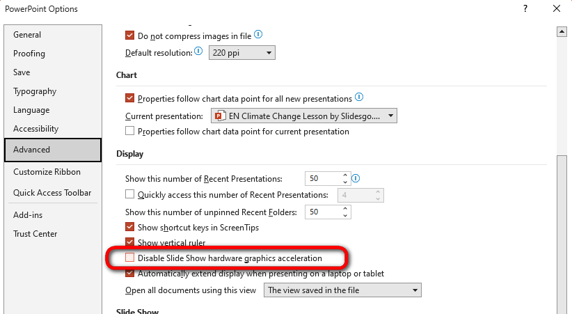 Disable Hardware Graphics Acceleration