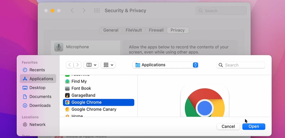 Select Google Chrome