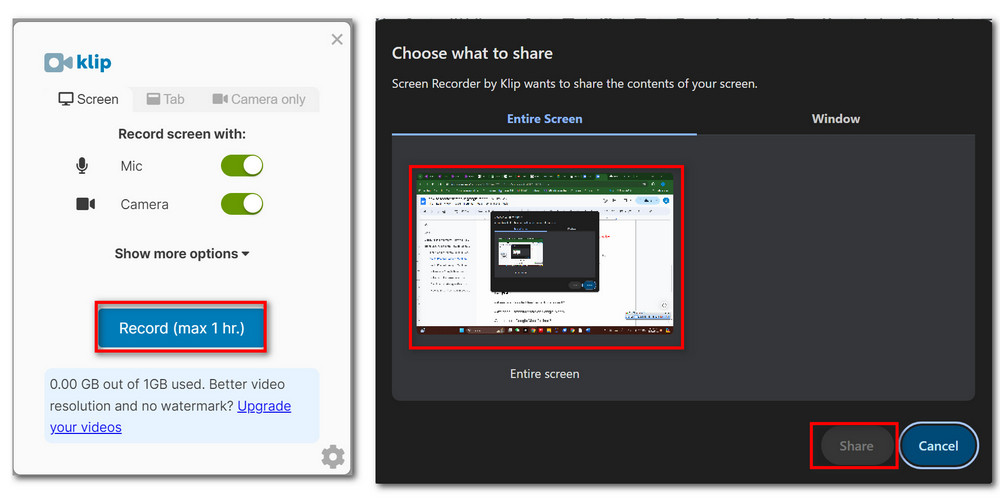 Select Google Meet Window to Record
