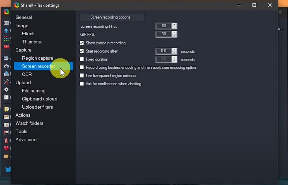 Set Up Screen Recording in ShareX