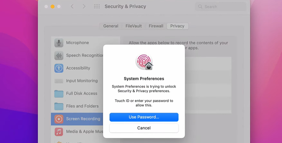 Unlock System Preferences