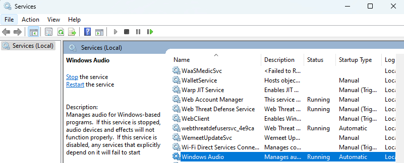 Ensure Windows Audio Running