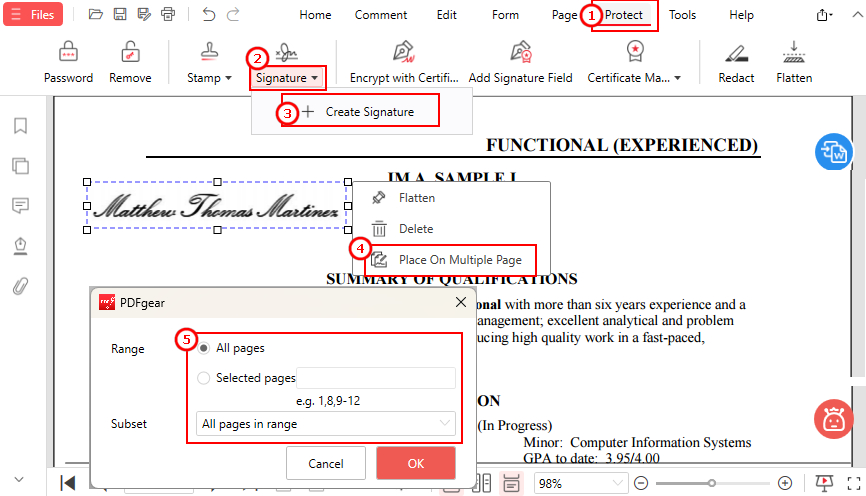 Sign Multiple Pages in PDF on Windows