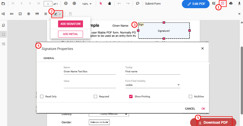 Add and Customize Signature Boxes in PDFgear Fillable PDF Creator
