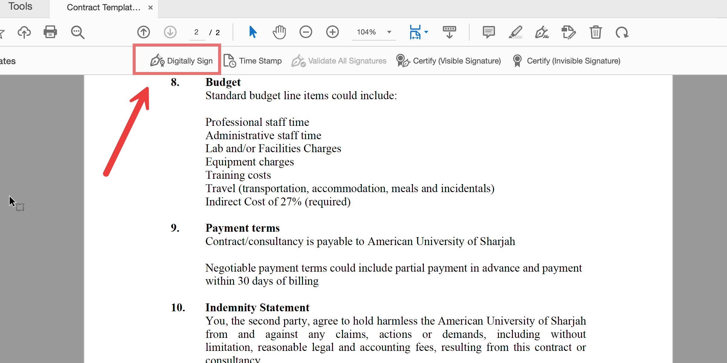 Choose Digitally Sign in Acrobat