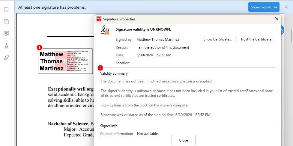 How to Verify Signature in PDF and Check If It Is Trusted