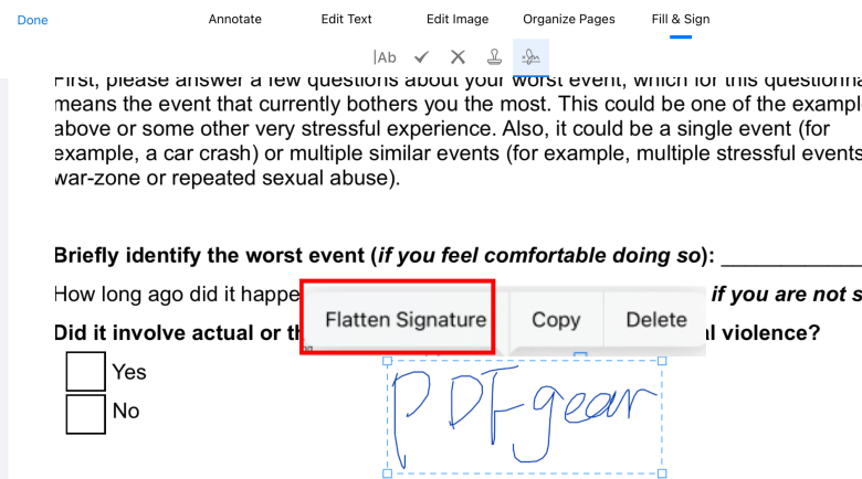 Flatten Your Signature in PDF with PDFgear