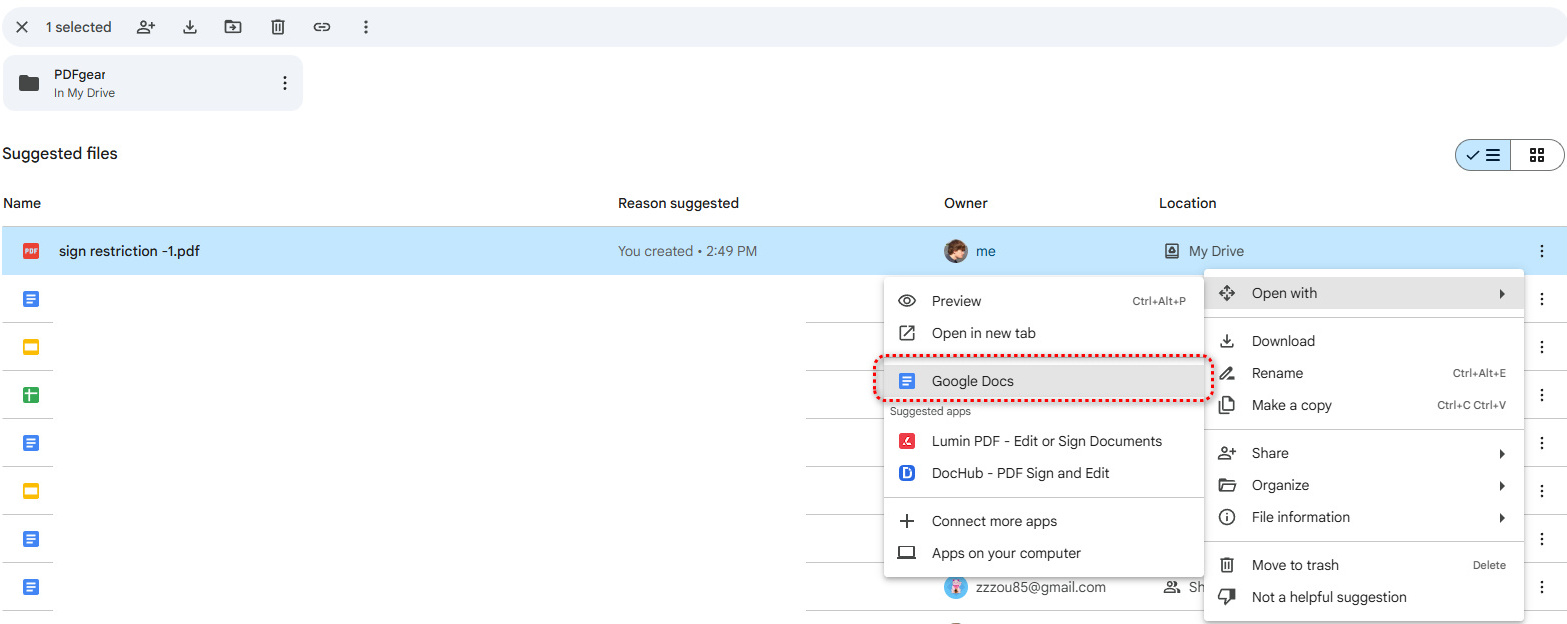 Open with Google Docs