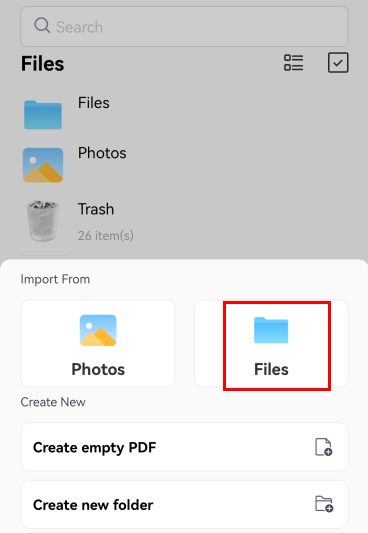 Open a PDF with PDFgear for Android