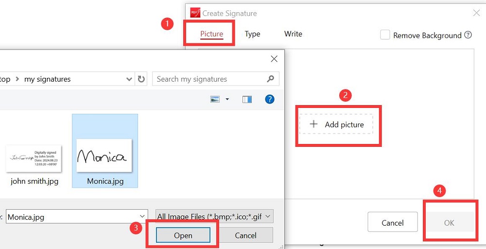 Import JPG Signature in PDF in PDFgear