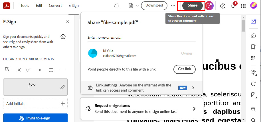 Share the Signed PDF