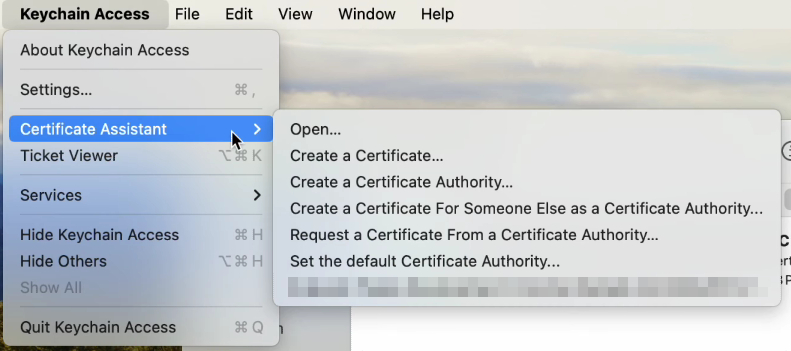 Create Digital Certificates in Mac with Keychain Access
