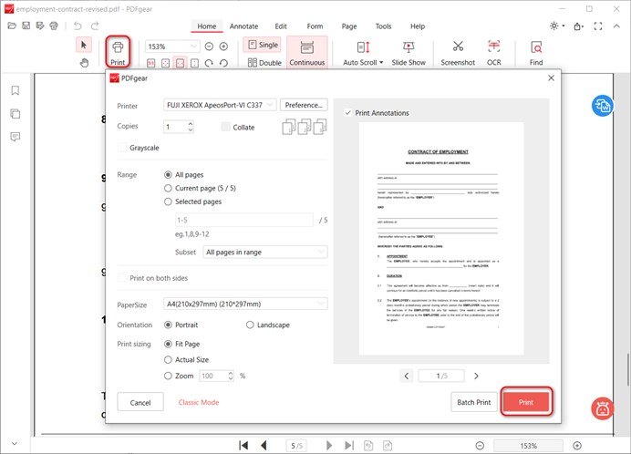 Print Your Document with PDFgear