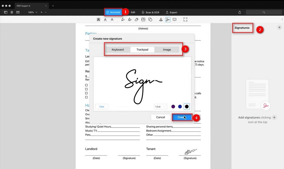 Sign a PDF with PDF Expert
