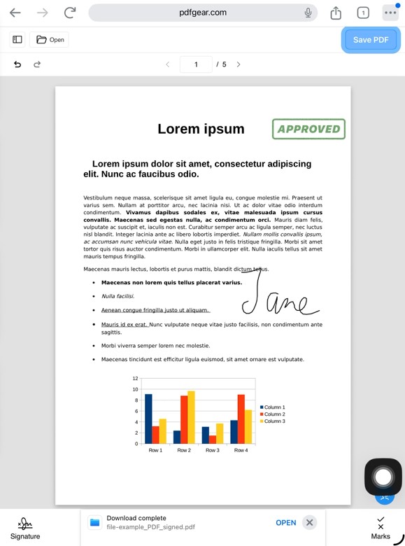 sign PDF online free on iPad