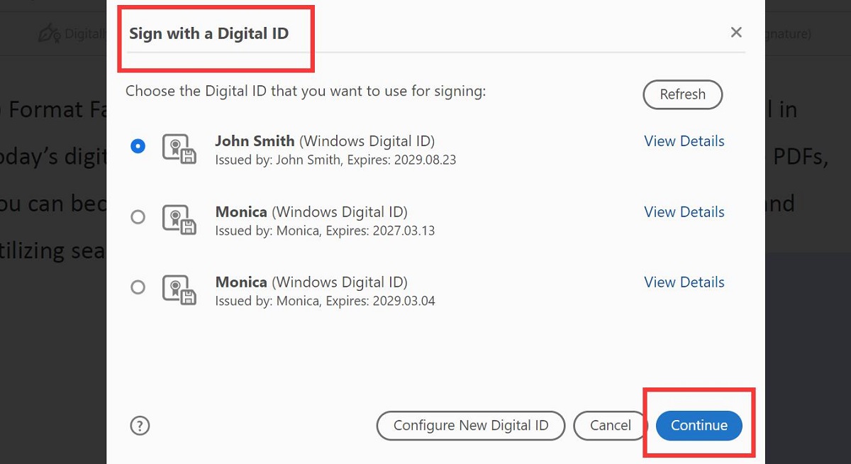Sign with a Digital ID