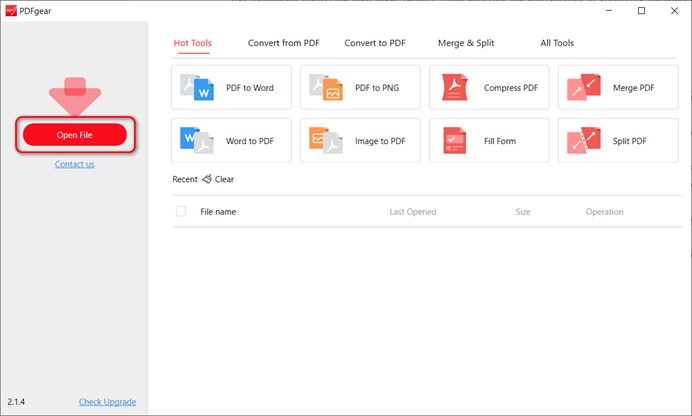 Upload a PDF to PDFgear