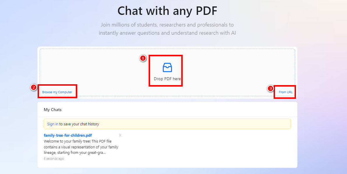 Upload PDF to ChatPDF