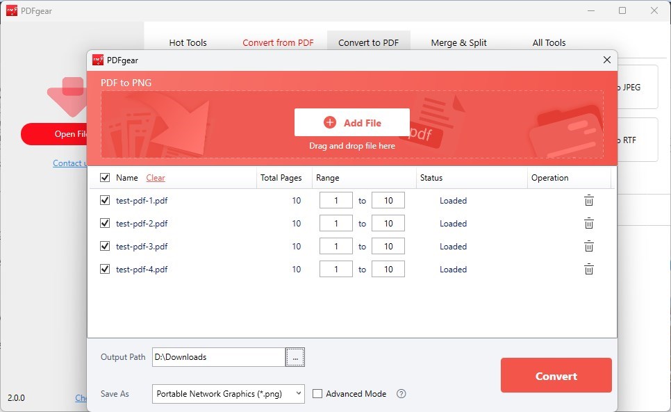 PDF to Image Conversion Settings