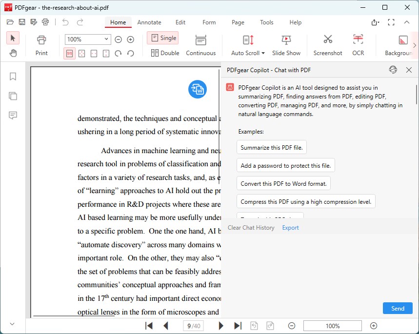 PDFgear Copilot Interface