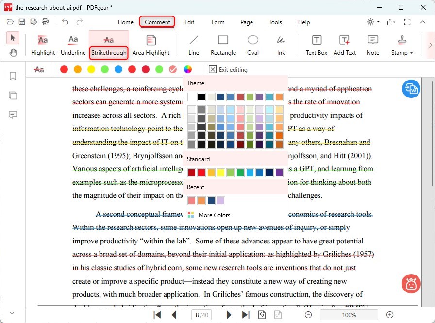 Strikethrough the PDF Text