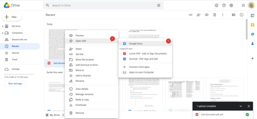 Open PDF with the Google Docs